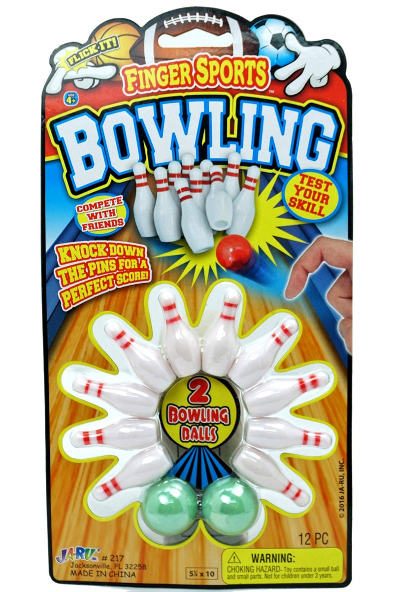 JA-RU Finger Bowling Game Set (Pack of 1 Set) Miniature Sports Small Bowling Game Pocket Size | Mini Bowling Table Set for Kids | Item #217-1A - Image 1